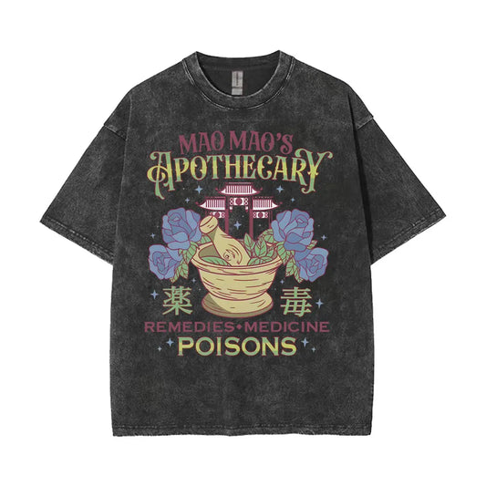 Mao Mao's Apothecary Diaries Anime Washed T-shirts Remedies Medicine Cartoon T Shirt Men Women Clothing Fashion Aesthetic Tshirt