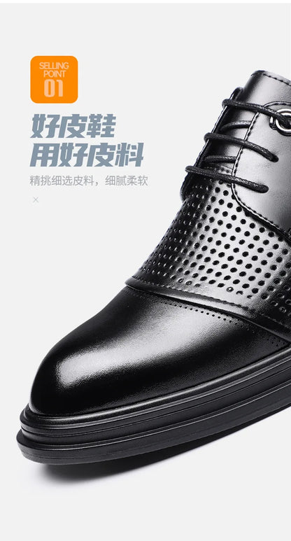 2026 New British Business Formal Leather Shoes for Man Summer Autumn Hallow Dress Shoes Male Solid Color Fashion Shoes Man