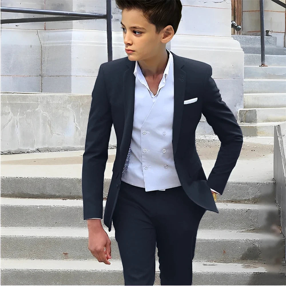 Formal Boys Slim Fit Suits 2 Pieces Birthday Party Tuxedo,Smart Handsome Kids Suit Set Wedding Guest Outfit Plus Size 2-20T