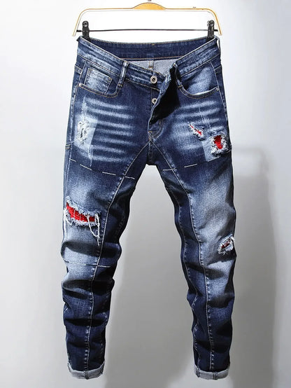 NEW Fashionable Men Jeans Business Fashion Straight Regular Blue Stretch Denim Trousers Classic Men Plus Size Stretch jeans