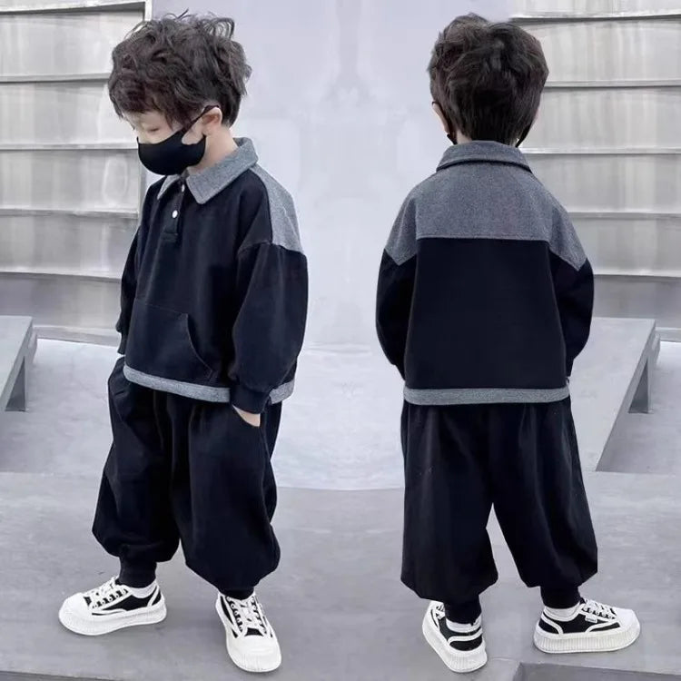 Sweatshirt Set Boys Outfit Kids Sets for Boy Autumn Winter Wear Children's Top Bottom Clothes Elementary Student Men's Korean