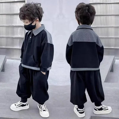 Sweatshirt Set Boys Outfit Kids Sets for Boy Autumn Winter Wear Children's Top Bottom Clothes Elementary Student Men's Korean