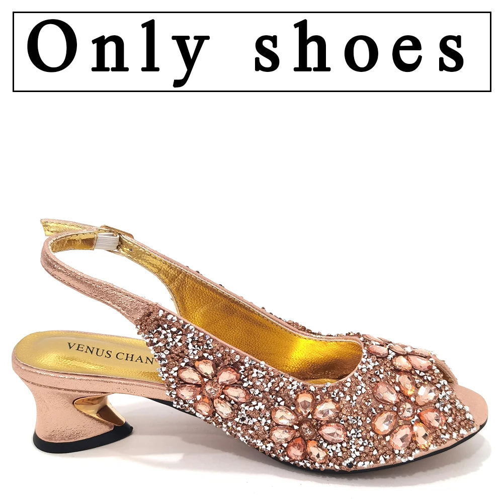 Summer Sandals for Party and Weddings Peep-Toe Bridal Shoes Women 2023 Comfortable Shoes and Bag Set for Lady