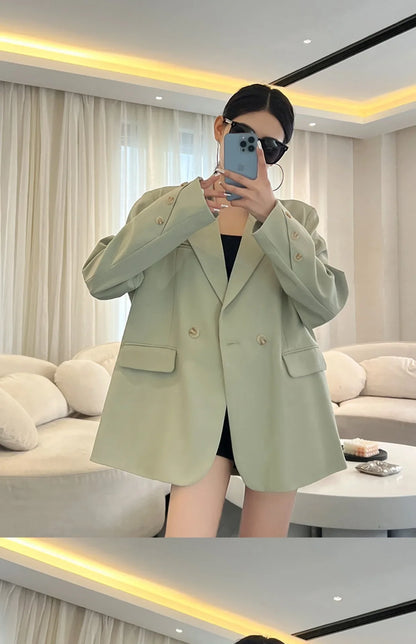 Coat Women Blazer Coats Turn Down Collar Blazers Jackets Y2k Streetwear Work Suits Elegant Splice Casual Jacket 2026 Spring