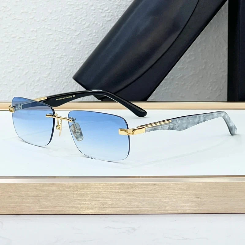 Luxury THE ARTIST I Rimless Sunglasses Alloy Acetate Designer Brand Fashion Design Irregular Square UV400 High Quality Men Women