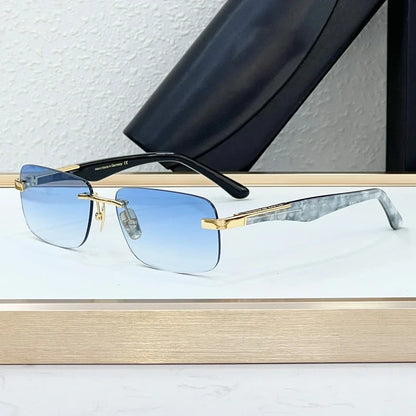 Luxury THE ARTIST I Rimless Sunglasses Alloy Acetate Designer Brand Fashion Design Irregular Square UV400 High Quality Men Women