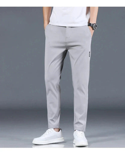 2026 Summer New Thin Ice Silk Stretch Men's Pants Casual Elastic Waist Smooth Trouser Pants Male Brand Clothing 5 Colour