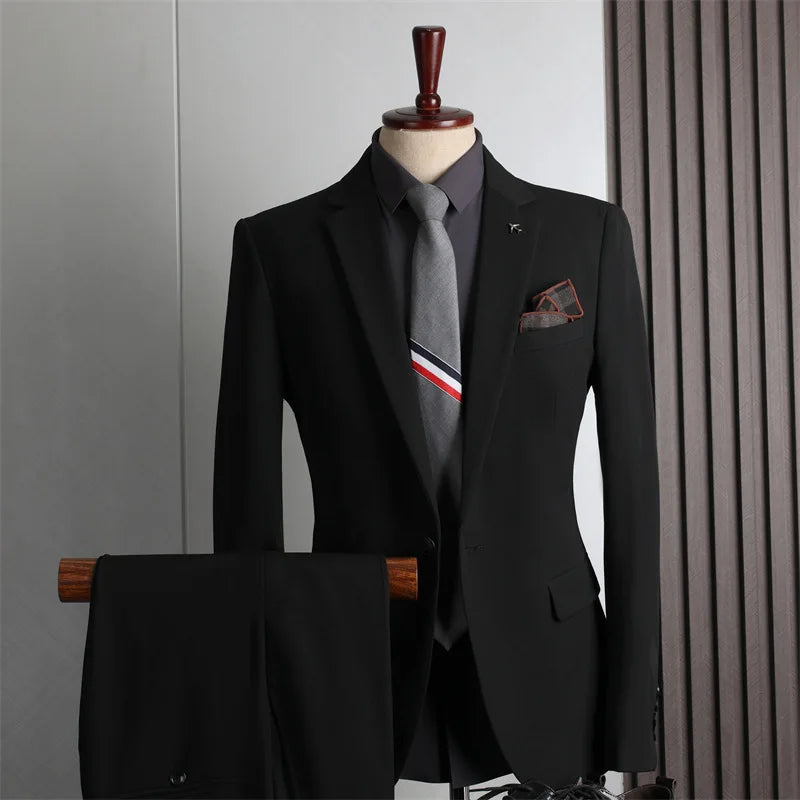 Classic Men Suit Sets Wedding Banquet Groomsman High Quality Blazer Pants 2 Pieces Evening Prom Male Leisure Slim Fit Outfits