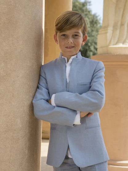 Light Blue Boys Suits 3 Pieces,Summer Breathable Kids Suit Set Outdoor Wear,Handsome Children Tuxedo Beach Wedding Outfit