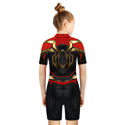 Children One Pieces Swimsuit Superhero 3D Print Playsuit Child Short Sleeve Swimwear Beach Bathing Suit Swim Wear For Boys Girls