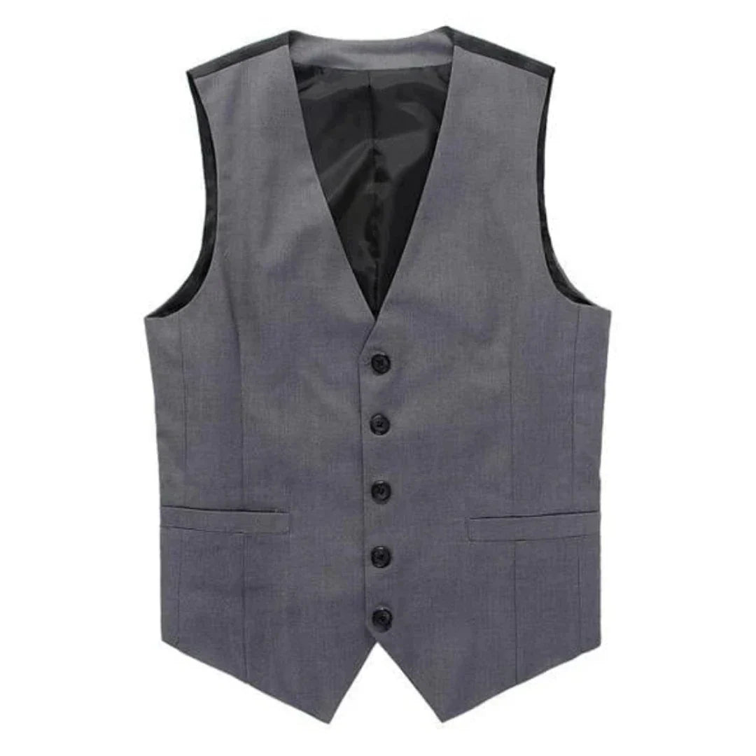 Men Vest Gray V Neck Single Button Solid Waistcoat For Wedding Birthday Banquet Party Business Work Daily Men Suit Vest ﻿