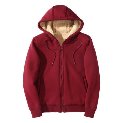 2025 Winter Windproof Hoodie - Men's Sherpa Lined Sweatshirt Thermal Zip Up Outerwear Streetwear S-5XL