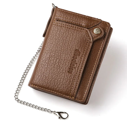 1pc Men's New Multifunctional Wallet, Large Capacity Credit Card Bag, PU Purse With Chain Strap