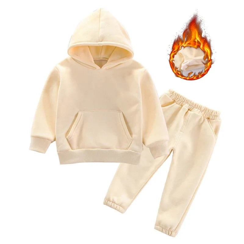 New Autumn Winter Fashion Baby Girls Clothes Children Boys Thicken Hoodies Pants 2Pcs/Set Toddler Sports Costume Kids Tracksuits
