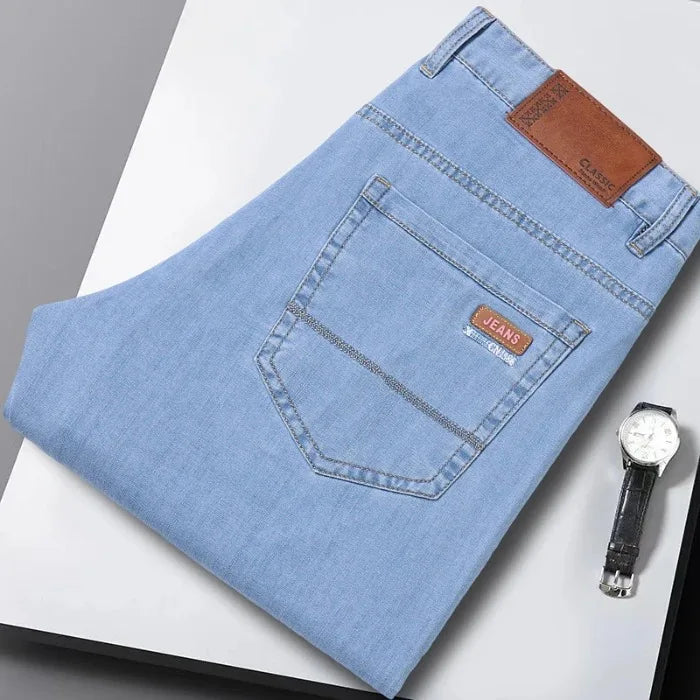 2026 Classic Men Straight Jeans Homme Pantalon Streetwear Soft Black Blue Masculino Denim Mans Pants