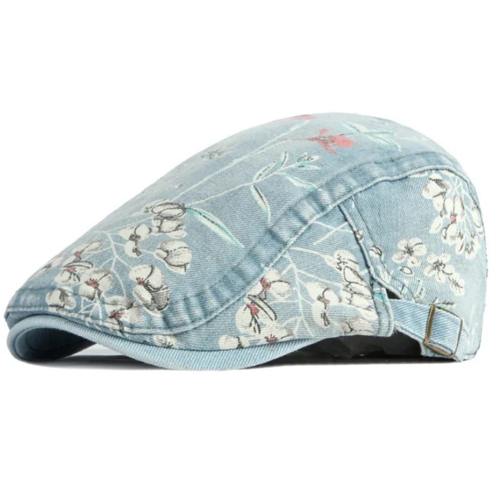 Beret Cap Spring Summer Autumn Men Women Cap Male Female Floral Artist Painter Beret Hat Denim Flat Cap Octagonal Berets