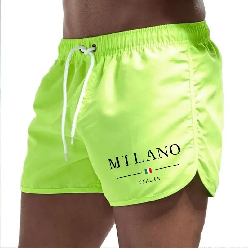2026 Summer Men's Beach Shorts Urban Print Beach Trunks Jogging Casual Pants Quick Drying Swimming Homme Surf Lightweight Shorts