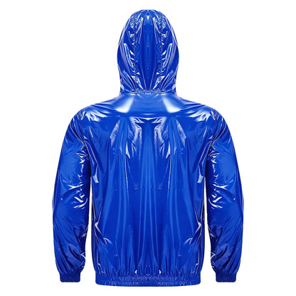 Mens Waterproof Hooded Jacket Tops Breathable Raincoat Waterproof Windproof Outdoor Biking Fishing Jacket Hood Outerwear