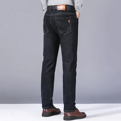 2024 Fashion Men Stretch Loose Straight Jeans Casual Elastic Slim Fit Denim Pants Male Brand Business Trousers Large size 38 40