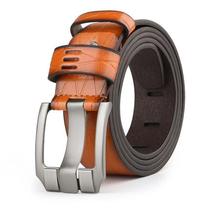 Pure Leather Belt, Men's Casual Leather Belt, Young People's Needle Buckle Denim Belt