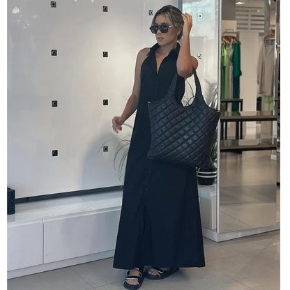 Dresses Summer Women's 2026 New Neck-Hanging Elegant Long Holiday Dress Women Street Chic Youth Loose Fashion Dress