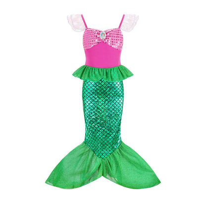 Elsa Mermaid Moana Stitch Sleeping Beauty Jasmine Candy Rapunzel Belle Judy Hopps Glinda Holiday Party  Princess Dress