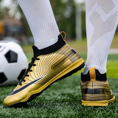 Men Soccer Shoes Ankle Outdoor Long Spikes Football Boots TF Professional Grass Cleats Unisex Football Shoes Chuteira Society