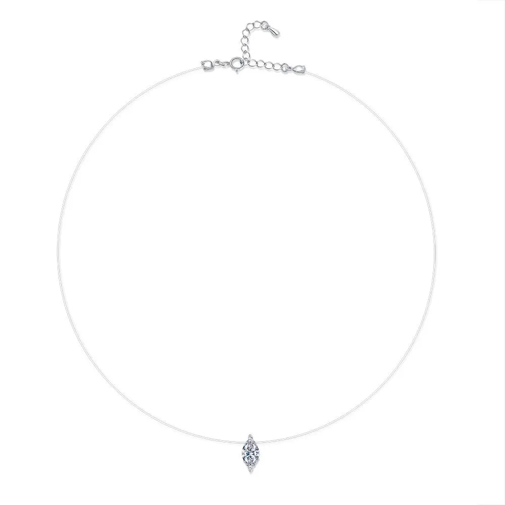 GRA Certified 1CT Marquise Cut Moissanite Pendant Necklace for Woman 925 Silver Fishing Line Water Drop Diamond Necklaces