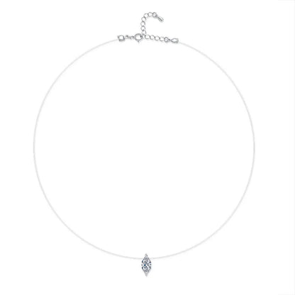 GRA Certified 1CT Marquise Cut Moissanite Pendant Necklace for Woman 925 Silver Fishing Line Water Drop Diamond Necklaces