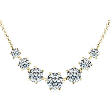 Round Cut Moissanite Smiley Curve Pendant Necklace Chains for Women Real 925 Sterling Silver Wedding Fine Jewelry Gifts
