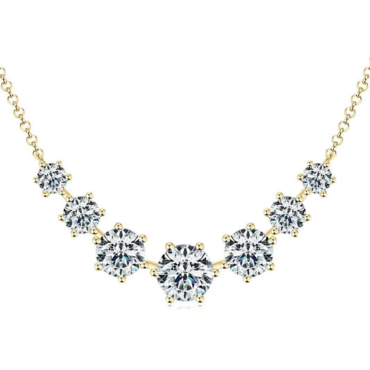 Round Cut Moissanite Smiley Curve Pendant Necklace Chains for Women Real 925 Sterling Silver Wedding Fine Jewelry Gifts