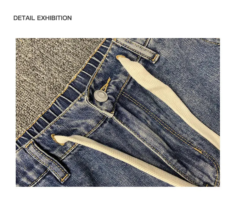 American Style Casual Faded Loose Straight Leg Jeans for Men Spring Autumn Wear Comfortable Wide Leg Pants Youth Fashion