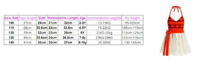 Moana Dress Kids Girls Children Cosplay Princess Birthday Carnival Party Costume with Necklace Flower Set Summer
