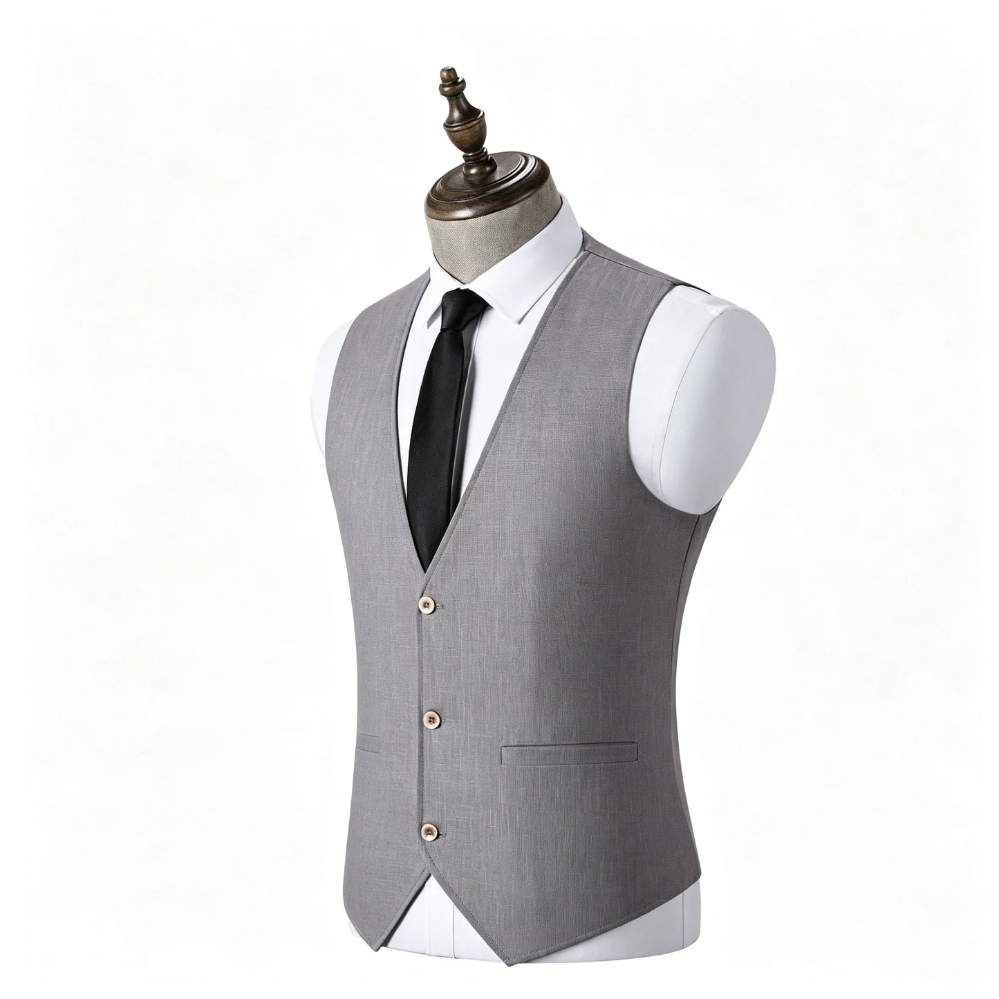 Mens Suit Vest Men's Summer Cotton Linen Waistcoat Slim Fit V Neck Sleeveless Vest Breathable Lightweight Casual Suit Vest with