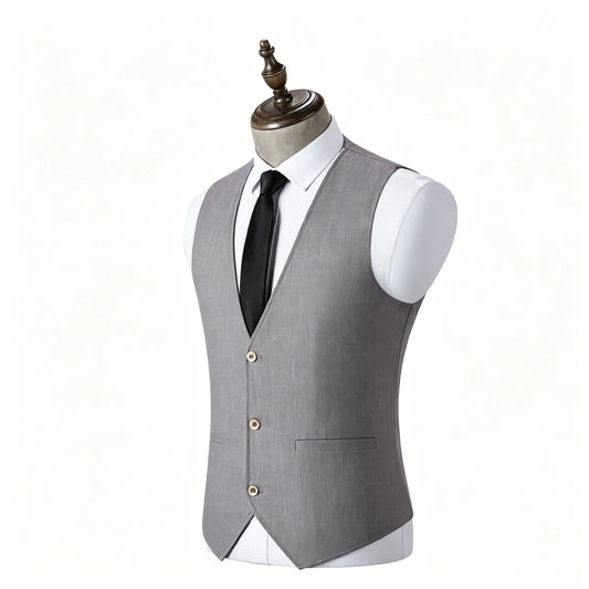 Mens Suit Vest Men's Summer Cotton Linen Waistcoat Slim Fit V Neck Sleeveless Vest Breathable Lightweight Casual Suit Vest with