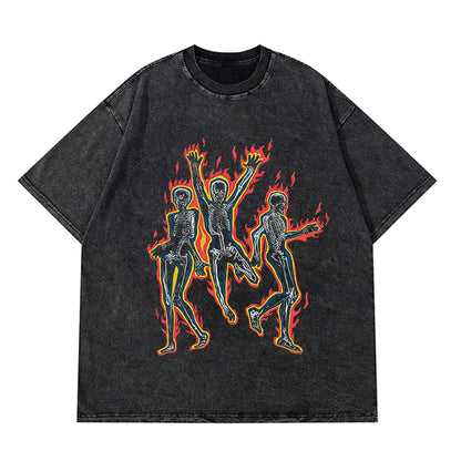 Anime Pain Printed T Shirt Men Retro Washed 100% Cotton Tops Tees Harajuku Tshirt 2023 Streetwear Hip Hop Male T-shirts