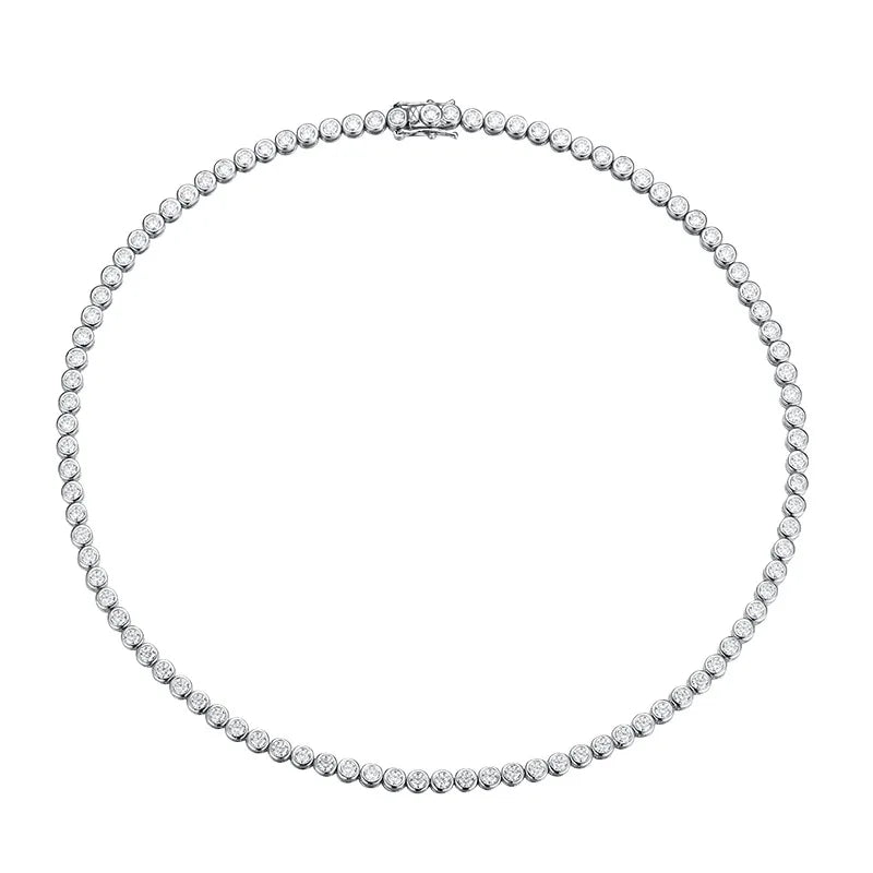 Sparkling Real Bubble 2/3mm D Color Full Moissanite Tennis Necklace for Women S925 Silver All Diamond Neck Chain Necklaces