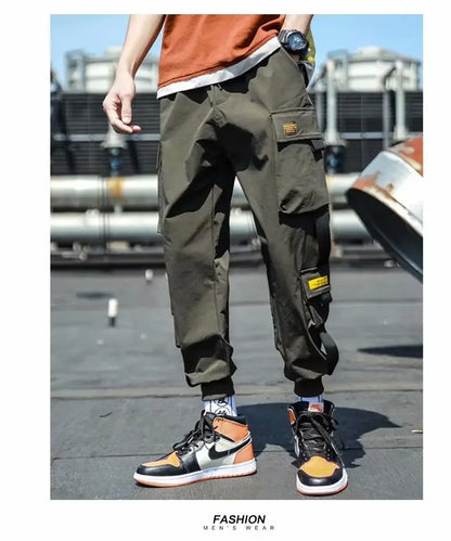 Mens Summer Army Green Loose Pant Joggers Pants Men Cargo Pants Hip Hop Casual Pockets Sweatpants Male Fashion Trousers