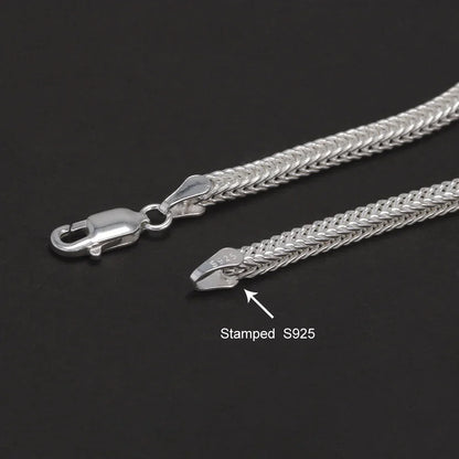 2.8mm 925 Sterling Silver Fox Tail Chain Bracelet for Men Women High Polished Classic Bracelet Simple Trendy Jewelry Accessories