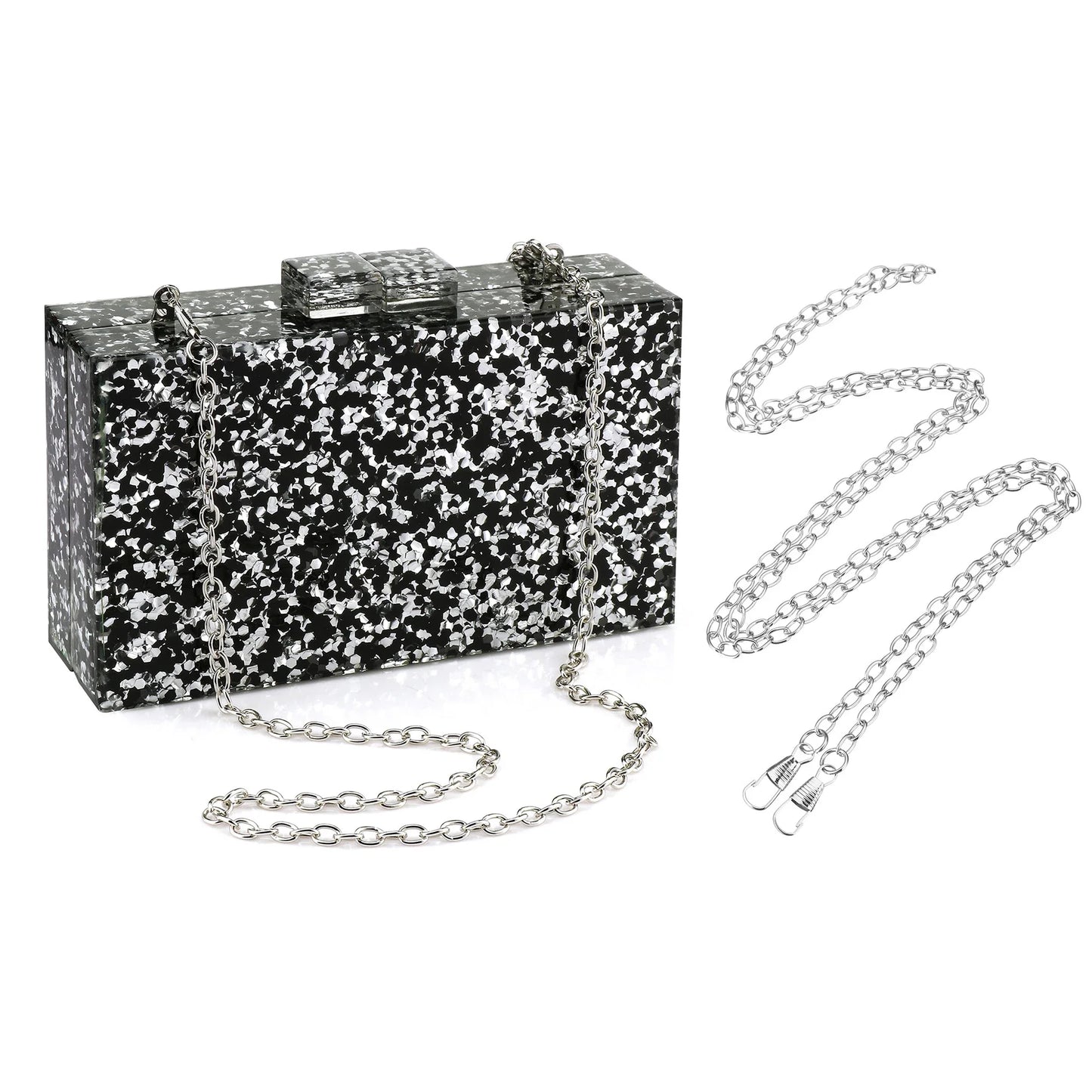 Women Handbags Evening Banquet Party Clutch Bag Rectangle Multicolor Geometric Trend Designed Acrylic Bags Chain Crossbody Bag