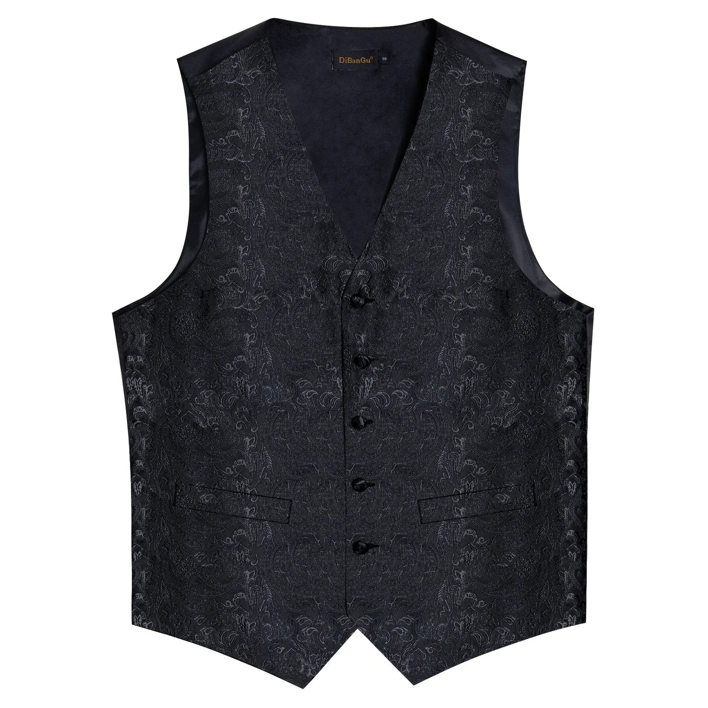 Suit Vest for Men Black Solid Paisley Wedding Prom Groom Jacquard Waistcoat with Necktie for Tuxedo Men Clothing