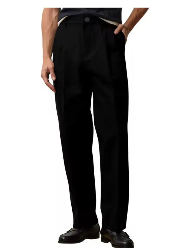 Men's Wide Leg Pants  Loose Fit Straight Leg Suit Trousers High Waist Pleated Business Office Formal Casual Men's Dress Pants