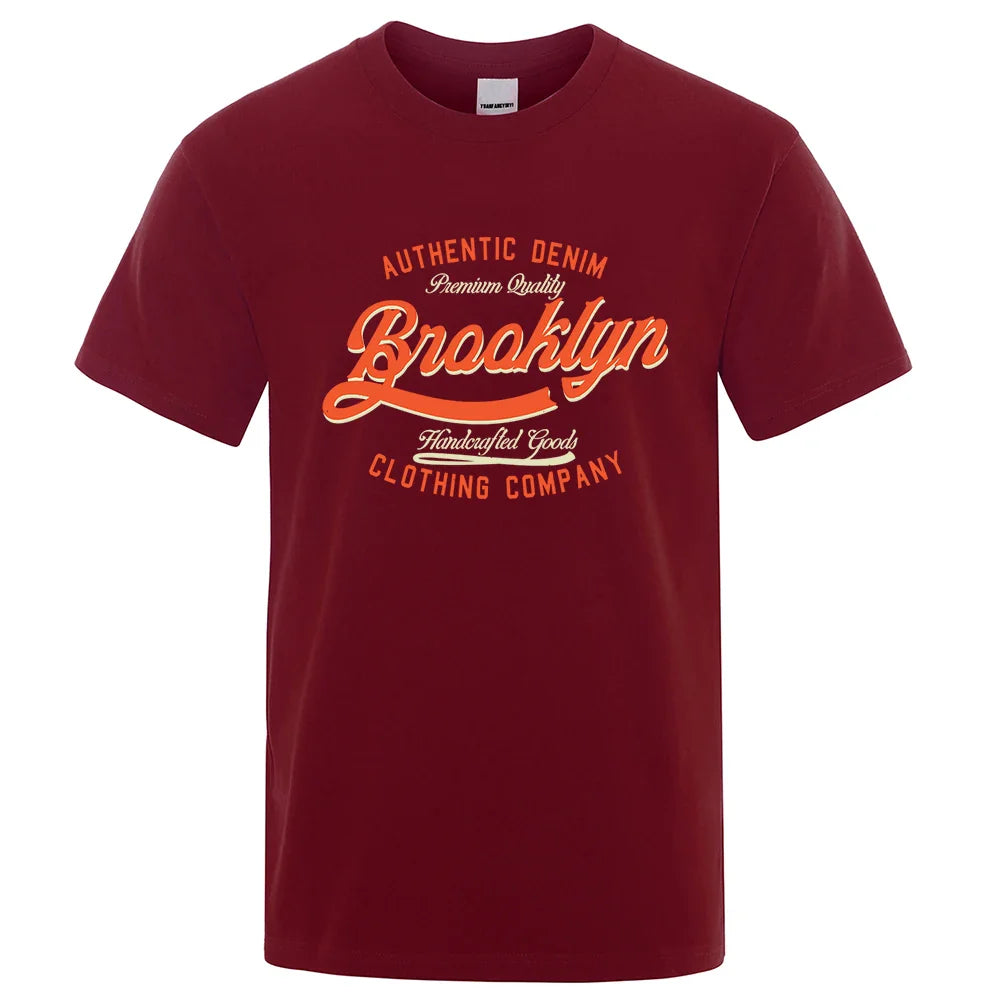 Letter, Brooklyn, New York City, Usa T Shirt Men Fashion O-Neck Tshirts Summer Cotton Tops Fashion Loose Street Hip Hop T-Shirts