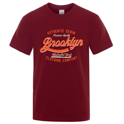 Letter, Brooklyn, New York City, Usa T Shirt Men Fashion O-Neck Tshirts Summer Cotton Tops Fashion Loose Street Hip Hop T-Shirts