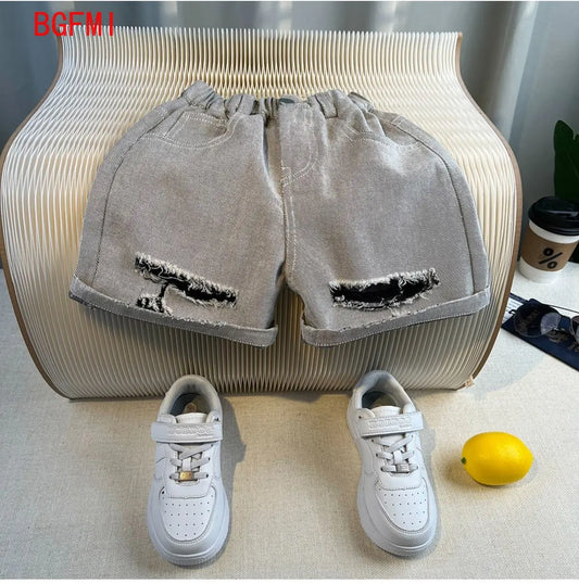 Korean Children's Summer Clothes Kids Set Outfits Boys 2026 Handsome Sleeveless&Short Sleeved T-shirt Denim Shorts 2-piece Set