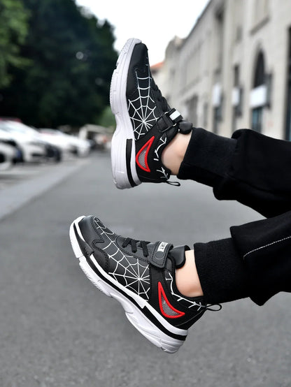 New children's shoes boys cartoon spider sneakers students casual light running shoes children's non-slip basketball shoes 26-38