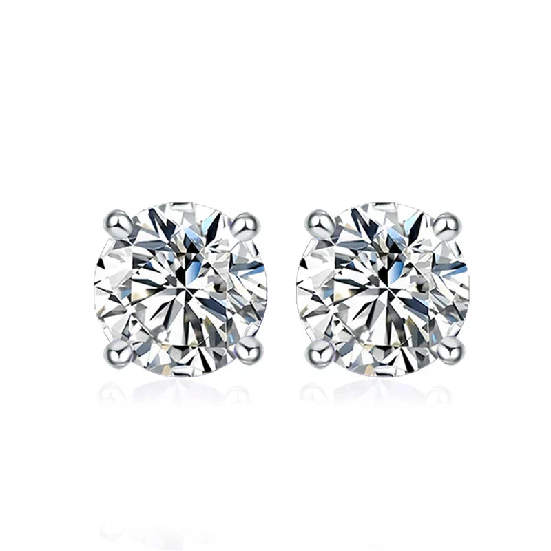 0.5ct 1ct 2ct Moissanite Stud Earrings for Women 925 Sterling Silver Pink Black Blue Grey Sparkling Lab Diamond Earring