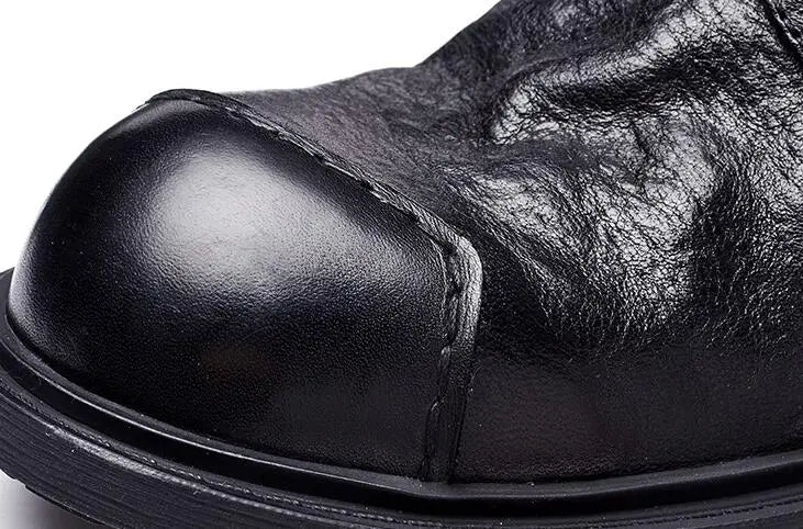 Spring Autumn New British Style Retro Genuine Cow Leather Men Ankle Short Motorcycle Boots Winter Plush Vintage Luxury Shoes 304