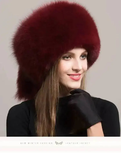 Real Fox Fur Hat For Women Winter Ear Protection Genuine Fur Hat Russian Natural Fur Bomber Hat Outdoor Thicken Warm Fur Caps
