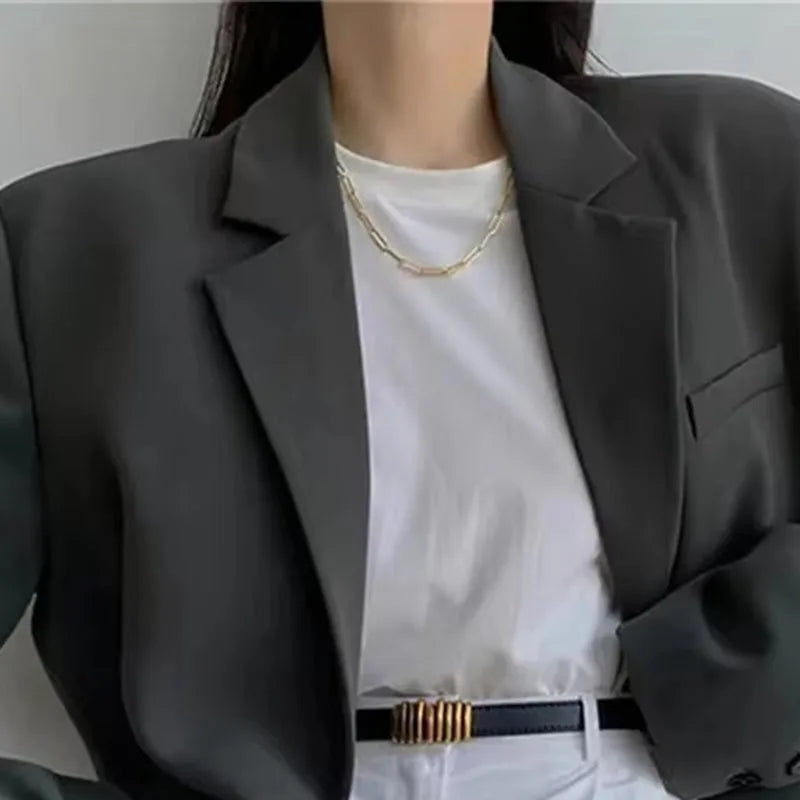 Korean Suit Jacket Women Autumn 2026 New Loose Long Sleeve Chic Basic Simple Office All-match Ladies Blazer Jackets Outerwear